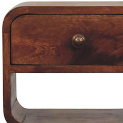 22" Dark Brown Solid Wood Square One Drawer Nightstand