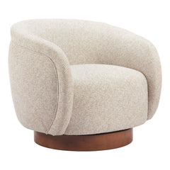36" Beige Upholstered Swivel Arm Chair