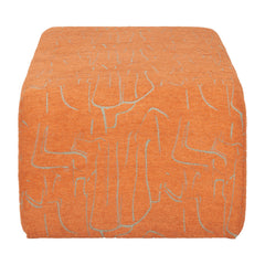 50" Orange Fabric and Plastic Upholstered Bench