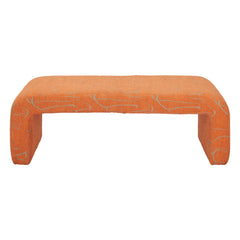 50" Orange Fabric and Plastic Upholstered Bench