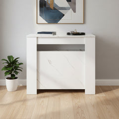 35" White Wood Floor Shelf Coffee Table