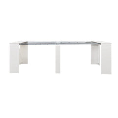 35" White Wood Floor Shelf Coffee Table