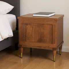 22" Brown Solid Wood Two Drawer Nightstand