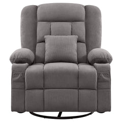 38" Gray Tufted Polyester Blend Heated Massage Swivel Rocker Recliner With USB