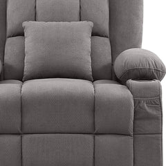 38" Gray Tufted Polyester Blend Heated Massage Swivel Rocker Recliner With USB