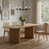 79" Natural Solid Wood Mirrored Double Pedestal Base Dining Table