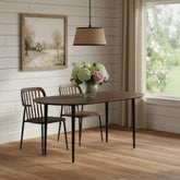 67" Walnut Solid Wood Mirrored Double Pedestal Base Oval Dining Table