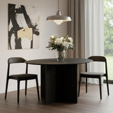 52" Dark Brown Solid Wood Cross Leg Base Round Top Dining Table