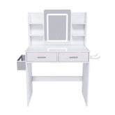 28" White Wood Lighted Two Drawer Dresser