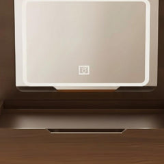 24" Brown Wood Lighted Mirrored Three Drawer Dresser