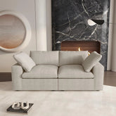 80" Khaki Linen Blend Modular Wood Sofa