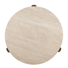 40" Natural and Oak Stone and Wood Round Coffee Table