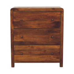 28" Brown Solid Wood Three Drawer Sideboard