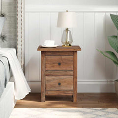 Nightstand Brown Solid Mahogany Wood 15.7x11.8x20.1 in