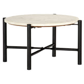 Side Table White Real stone, black powder-coated iron Medium