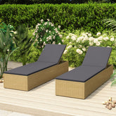 Sunlounger Brown and Dark Grey PE rattan Standard Foldable