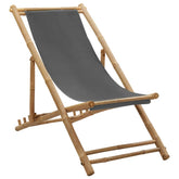 Deck Chair Dark Grey Bamboo and Canvas (100% Polyester) Standard