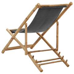 Deck Chair Dark Grey Bamboo and Canvas (100% Polyester) Standard