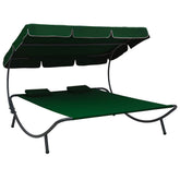 Lounge Bed Green Oxford fabric, powder-coated steel, polyester