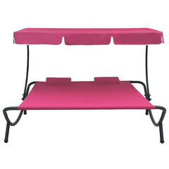 Lounge Bed Pink Oxford fabric, Powder-coated steel Double Durable