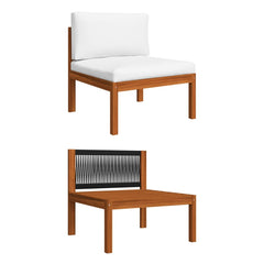 Garden Lounge Set Cream and Wood Brown Solid Acacia Wood