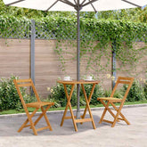 Garden Table Natural Solid Acacia Wood Medium Foldable