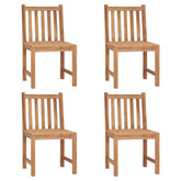Garden Chair Set of 4 Brown Solid Teak Wood Standard Stackable