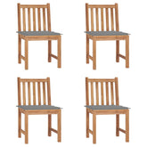 Garden Chair Set of 4 Grey Solid Teak Wood Standard Durable
