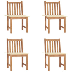 Patio Chairs 4 pcs with Cushions Solid Teak Wood