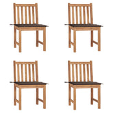 Patio Chair Set of 4 Natural teak Teak wood, Polyester Standard