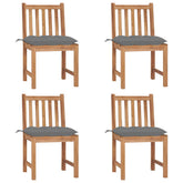 Patio Chair Set of 4 Brown Teak Wood Standard Durable