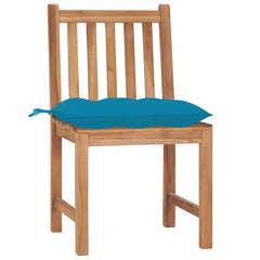 Patio Chair Set of 4 Light blue (cushion) and Teak (wood)