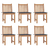 Garden Chair Set of 6 Teak Teak wood, Polyester Standard