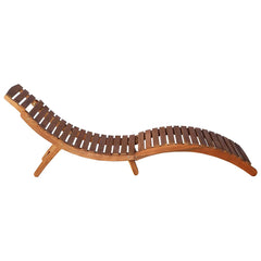 Sun Lounger Natural Wood Solid Acacia wood, Fabric (100% polyester)