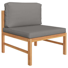 Garden Lounge Set Grey Teak Wood Medium Durable