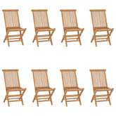 Garden Chair Set of 8 Teak Solid Teak Wood Standard Foldable