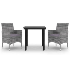 Garden Dining Set Grey, Dark grey, Black
