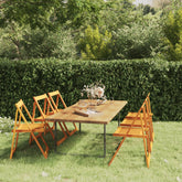 Garden Chair Set of 6 Brown Solid Acacia Wood Medium Foldable