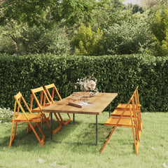 Garden Chair Set of 6 Brown Solid Acacia Wood Medium Foldable