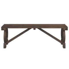 Garden Bench Set of 2 Burnt Solid fir wood Standard Durable