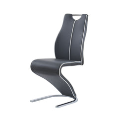 Set of Two Gray White and Silver Upholstered Dining Side Chairs