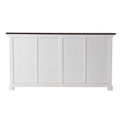 63" Brown And White Distressed Solid Wood Sideboard With Baskets