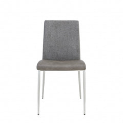 Set of Two Light Brown and Gray Stainless Steel Chairs
