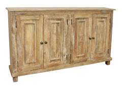 60" Natural Distressed Solid Wood Sideboard with Four Doors