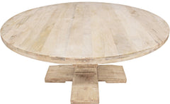70" Brown Rounded Solid Wood Pedestal Base Dining Table