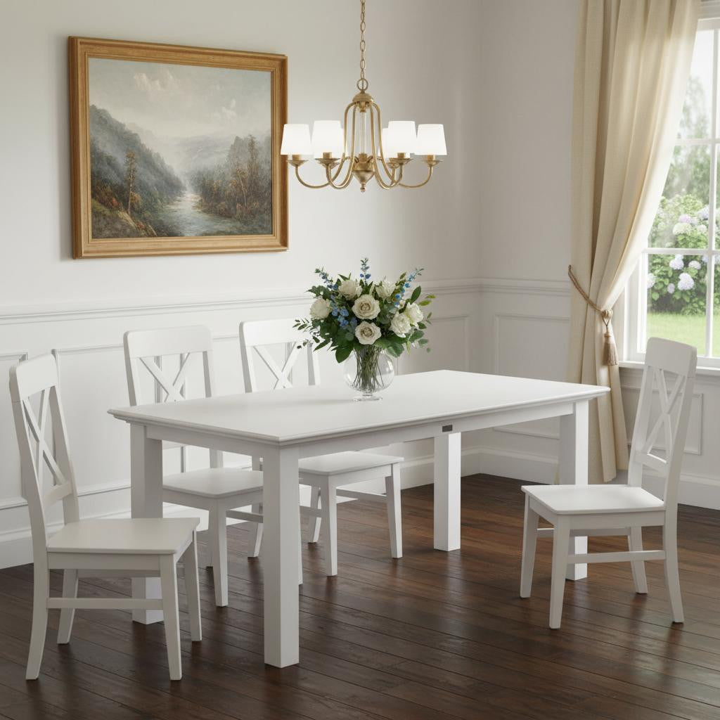 71" White Wood Dining Table