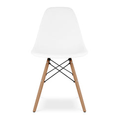 White And Natural Heavy Duty Plastic And Wood Dining Side Chair