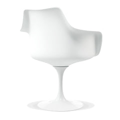 Red and White Upholstered Faux Leather Dining Arm Chair