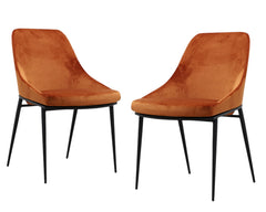 Set of Two Amber and Black Upholstered Velvet Dining Side Chairs