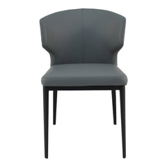 Set of Two Gray and Black Upholstered Faux Leather Wing Back Dining Side Chairs